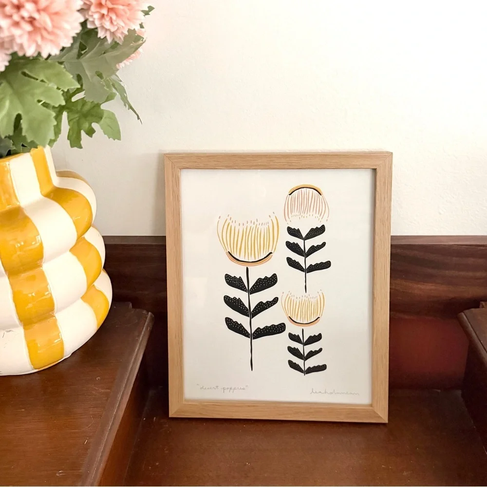 Desert Poppies Print Leah Duncan Wood Framed Floral Wall Art Bohemian Wall Art